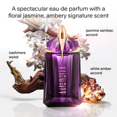 Mugler Alien close-up of jasmine detail showing floral heart benefit: radiant floral note