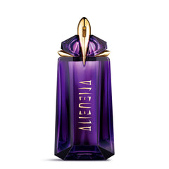Mugler Alien front bottle displaying sculptural flask and elegant design benefit: collectible display