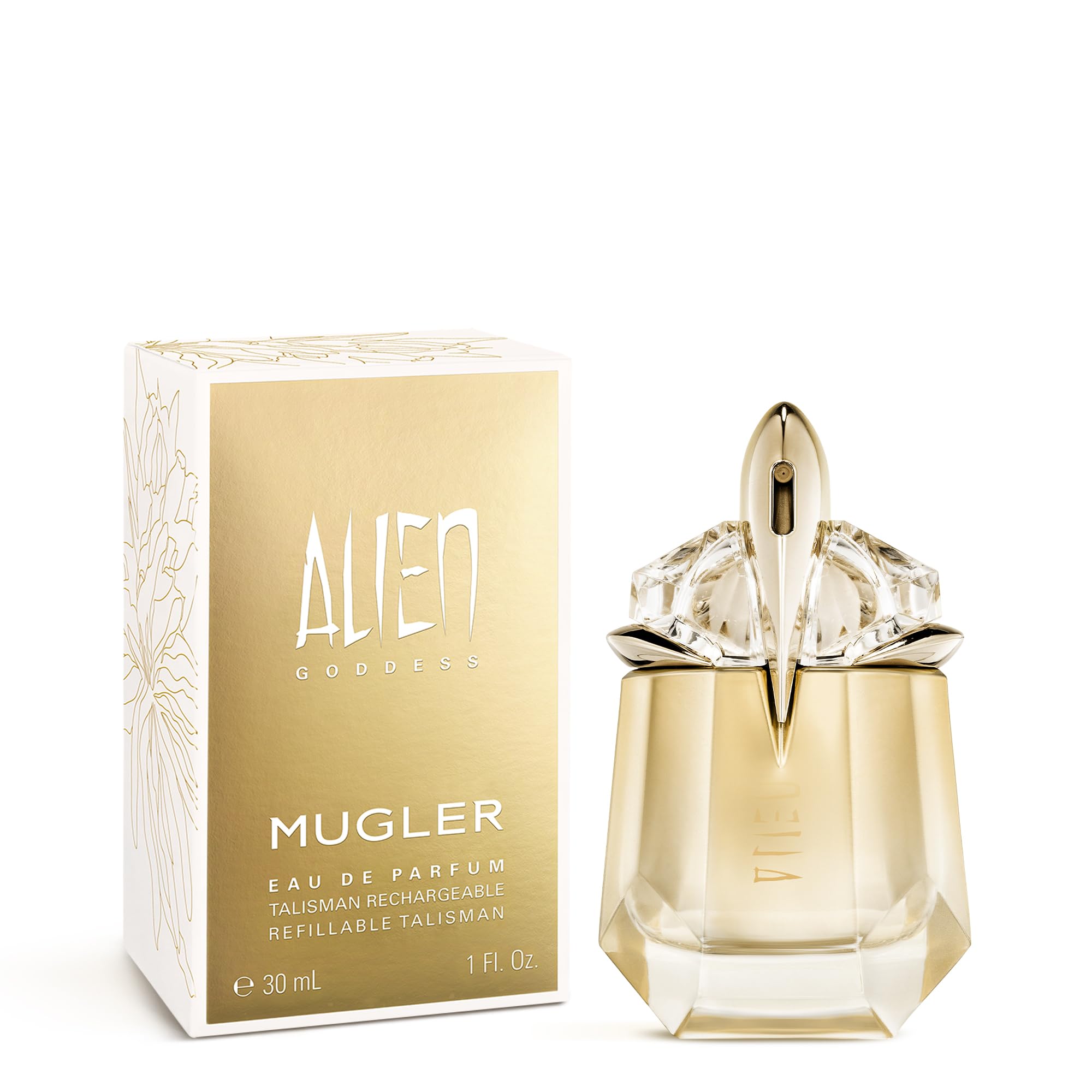 Mugler bottle set on outdoor table conveying fresh daytime wearability