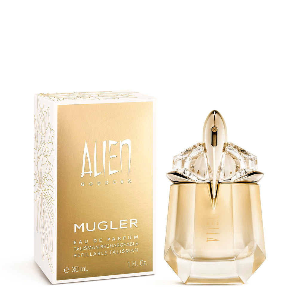 Mugler bottle set on outdoor table conveying fresh daytime wearability