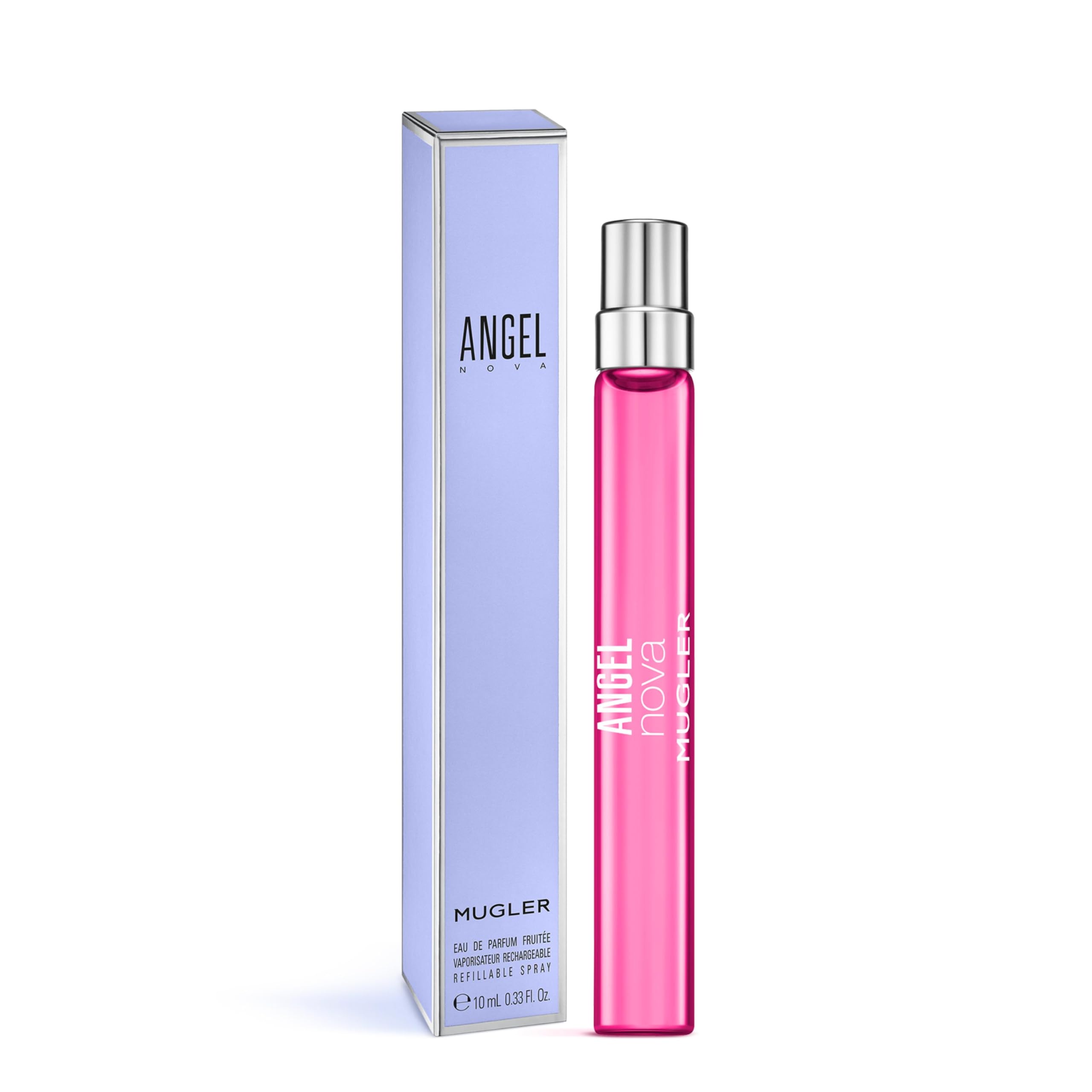Mugler Angel Nova close-up of bottle detail highlighting rose-inspired design and elegance