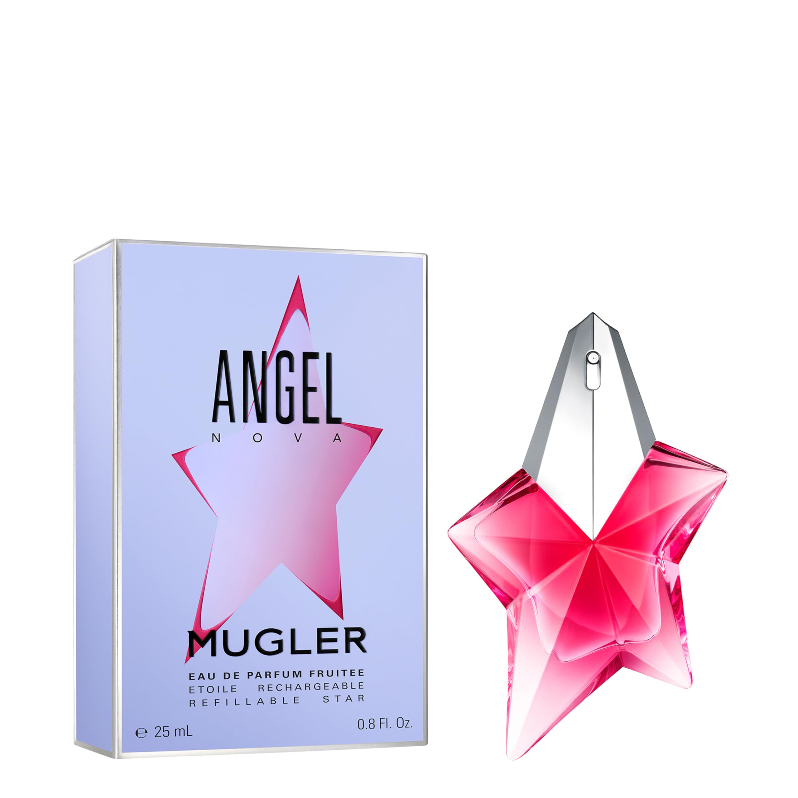 Styled vanity lifestyle shot of Mugler Angel Nova conveying luxury and everyday wear