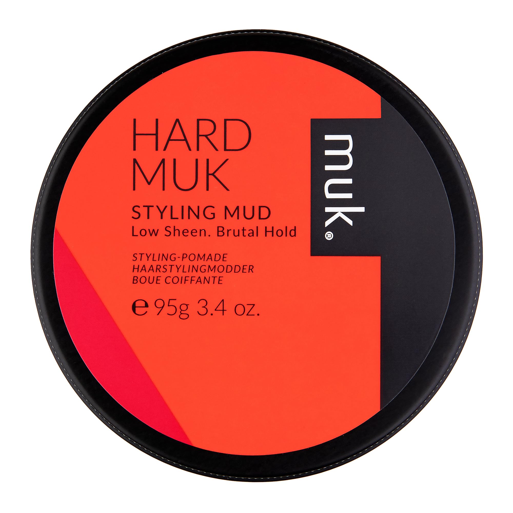 MUK styling mud front jar showing size and branding, clear product identity and convenience