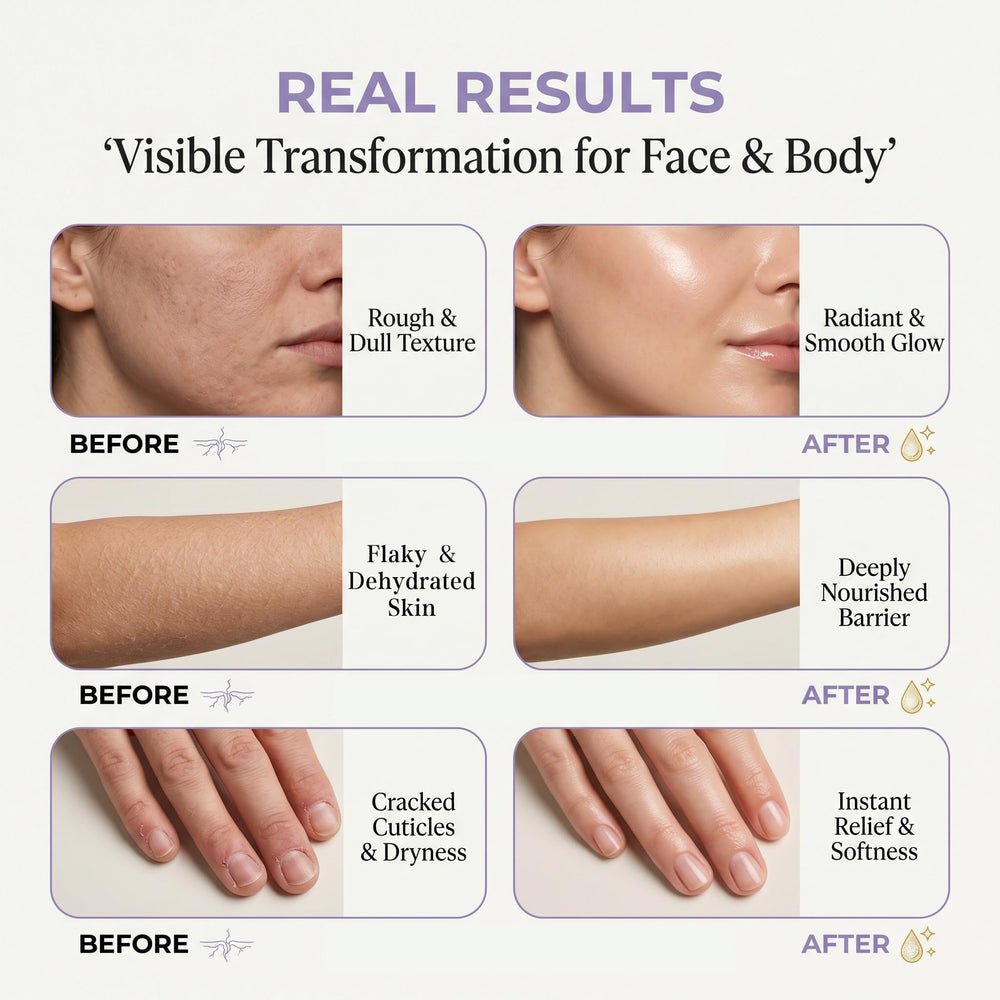 Mulukiss being applied to hand demonstrating softening and hydration benefit