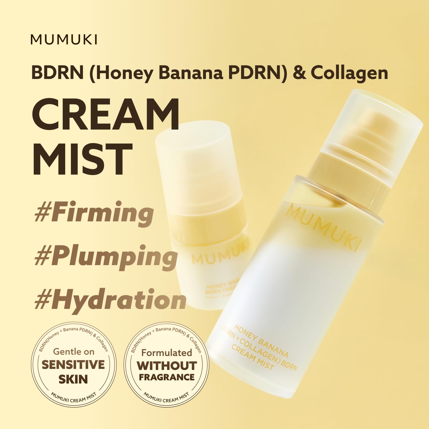 MUMUKI mist spraying a fine veil to hydrate skin instantly