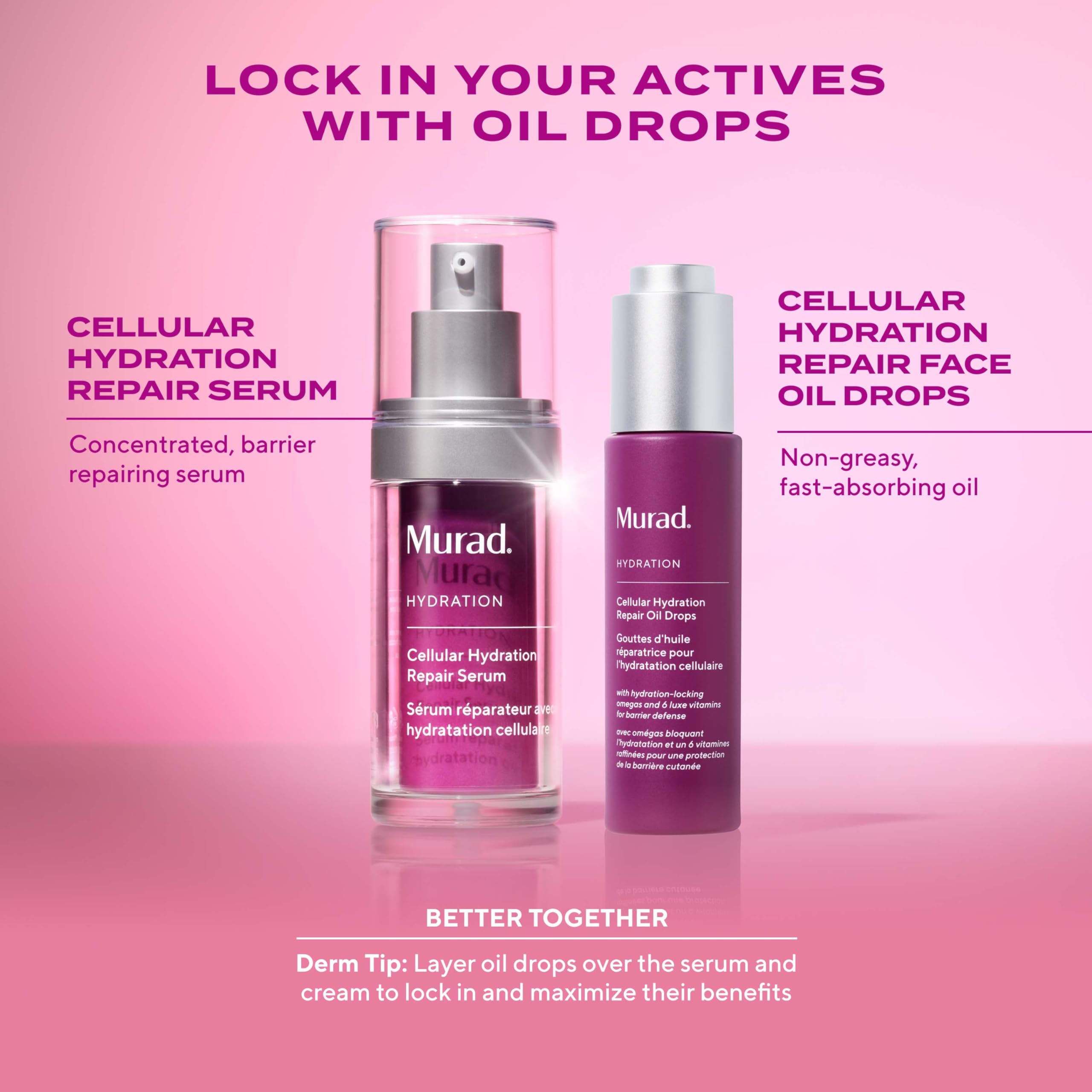 Before and after texture graphic illustrating Murad smoothing and hydration benefit