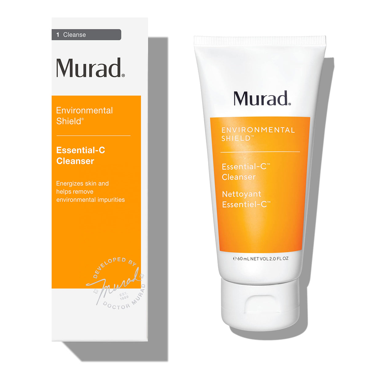 Murad Essential-C facial cleanser front packaging showing product and benefits