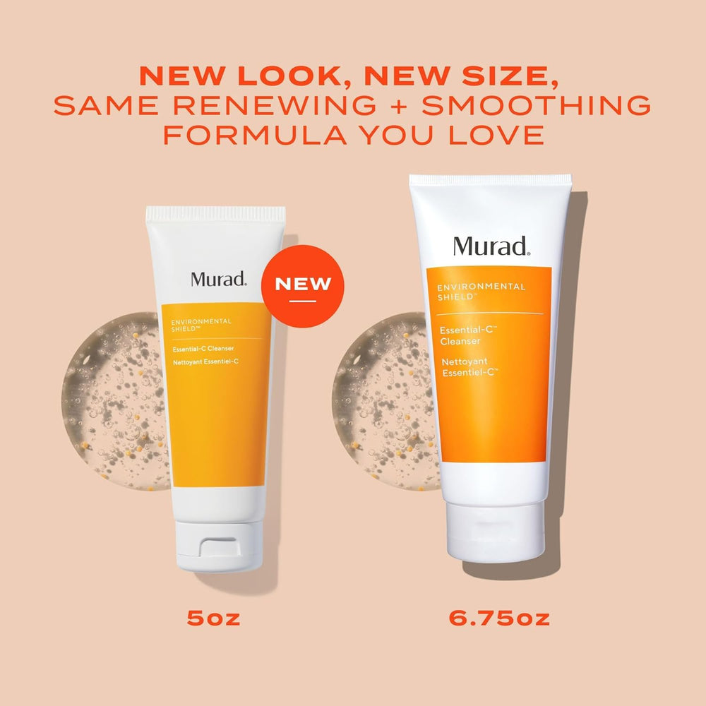 Murad bottle on bathroom vanity suggesting daily antioxidant cleansing