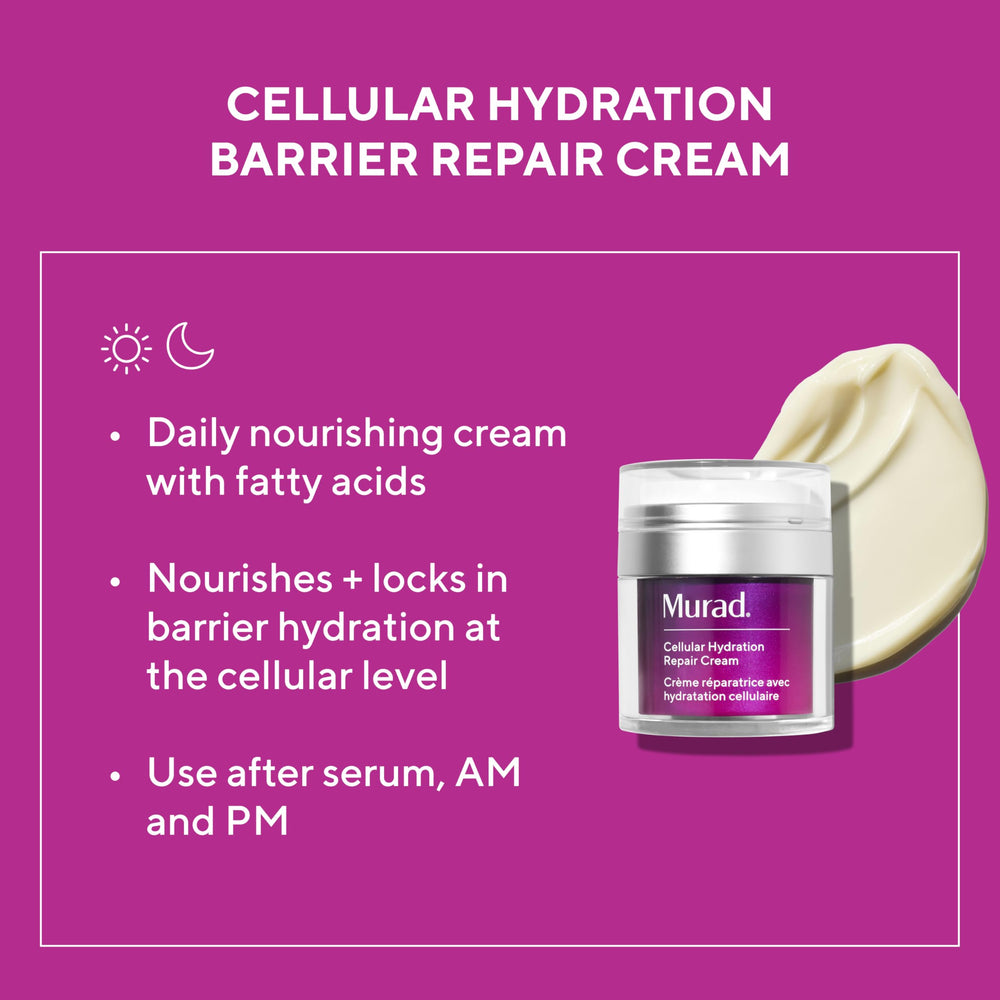 Murad cream next to sunscreen illustrating daytime routine and protection benefit