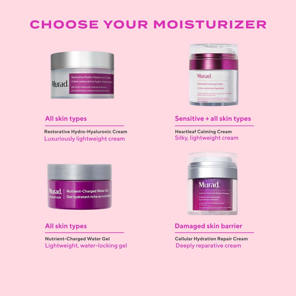 Murad cream applied to cheek demonstrating lightweight, non-greasy finish