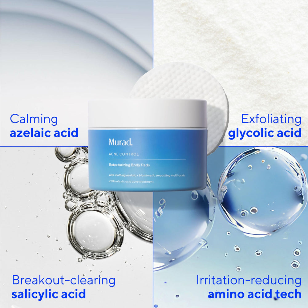 Murad label showing active acids and alcohol-free, fragrance-free benefits