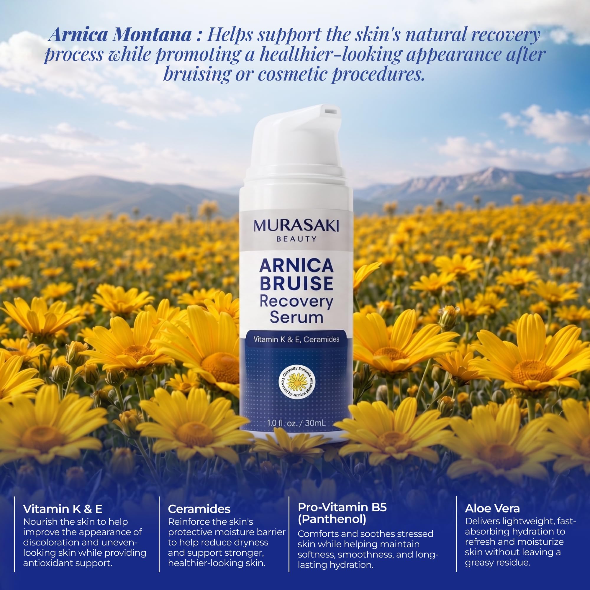 MURASAKI BEAUTY application on hand showing gentle coverage and non-greasy finish