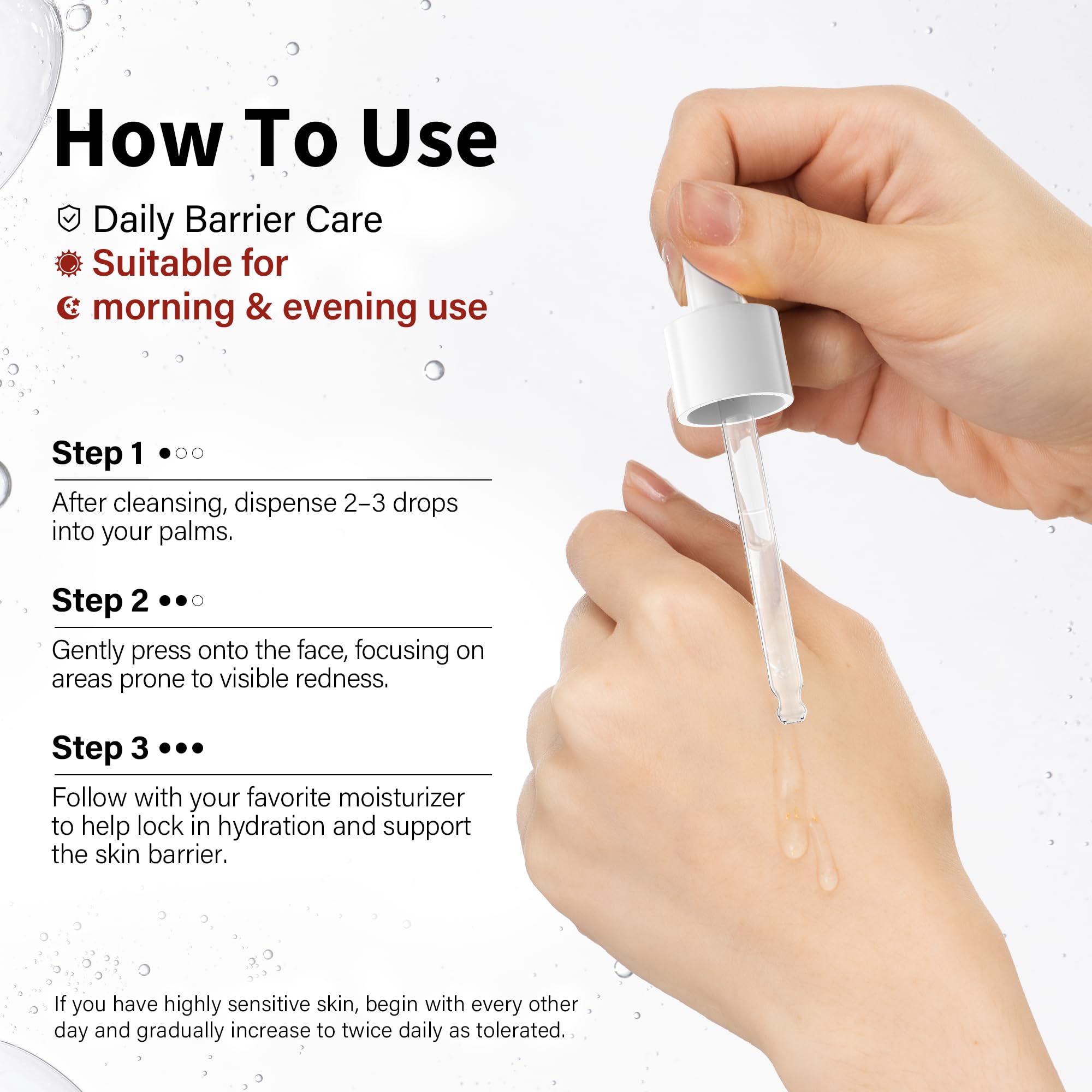 MURASAKI BEAUTY hand application demonstrating gentle patting method for sensitive skin
