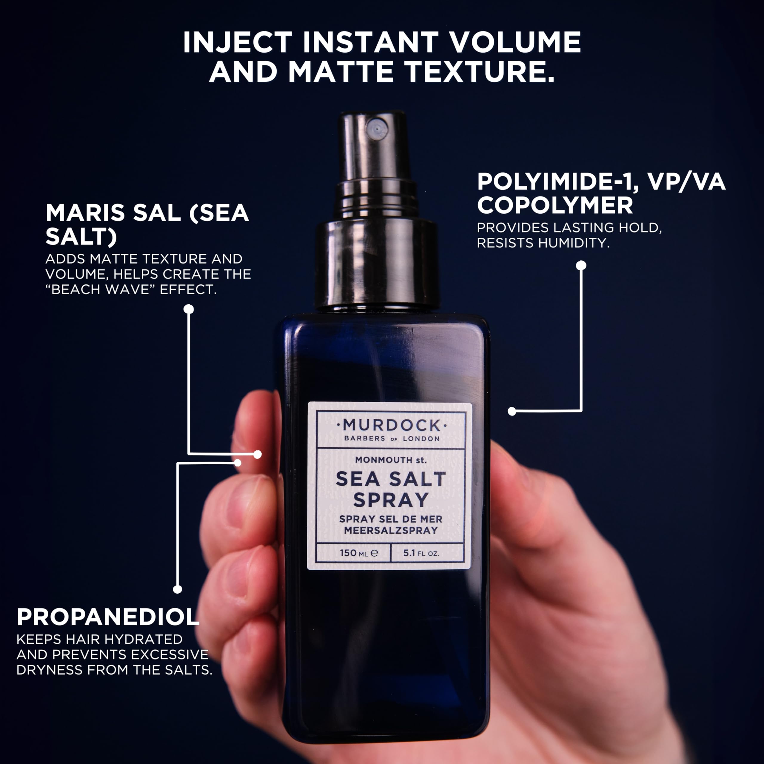 Murdock London spray action misting into hair to add instant lift benefit