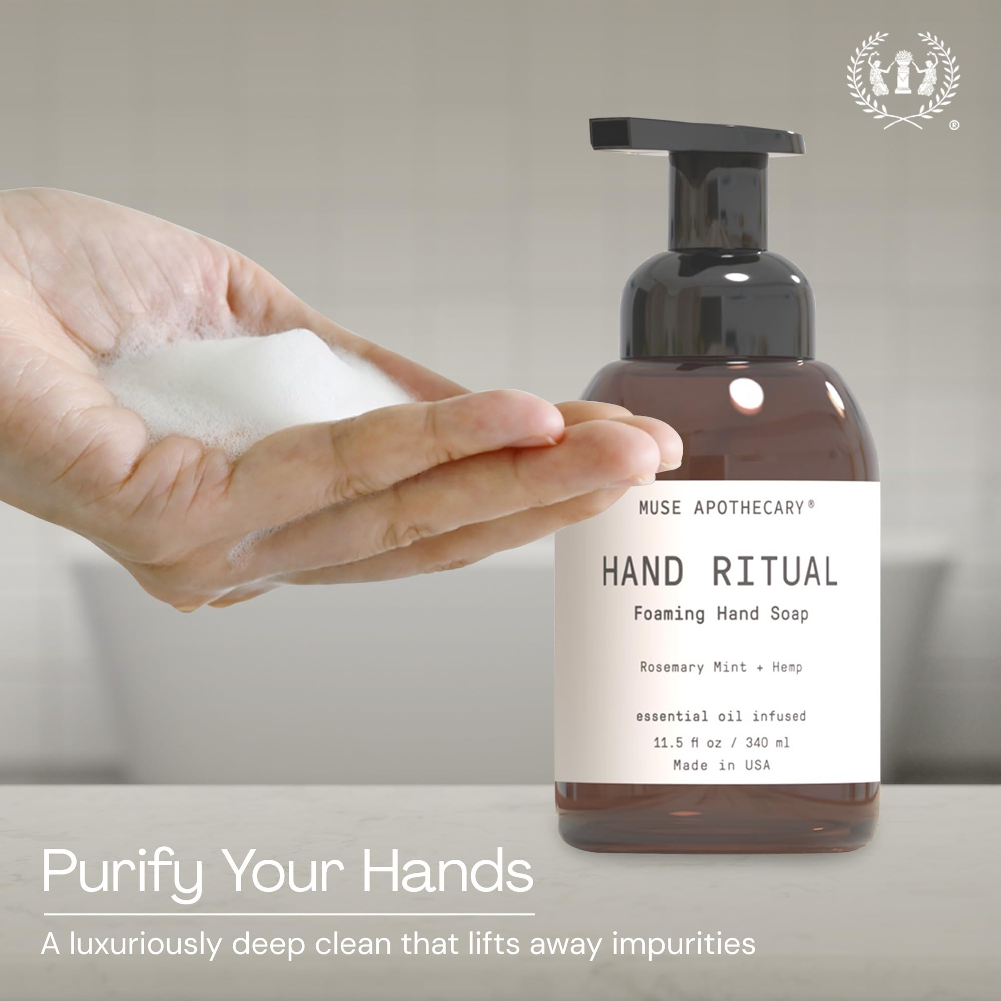 Muse Apothecary close-up of rich foaming texture that cleans and hydrates