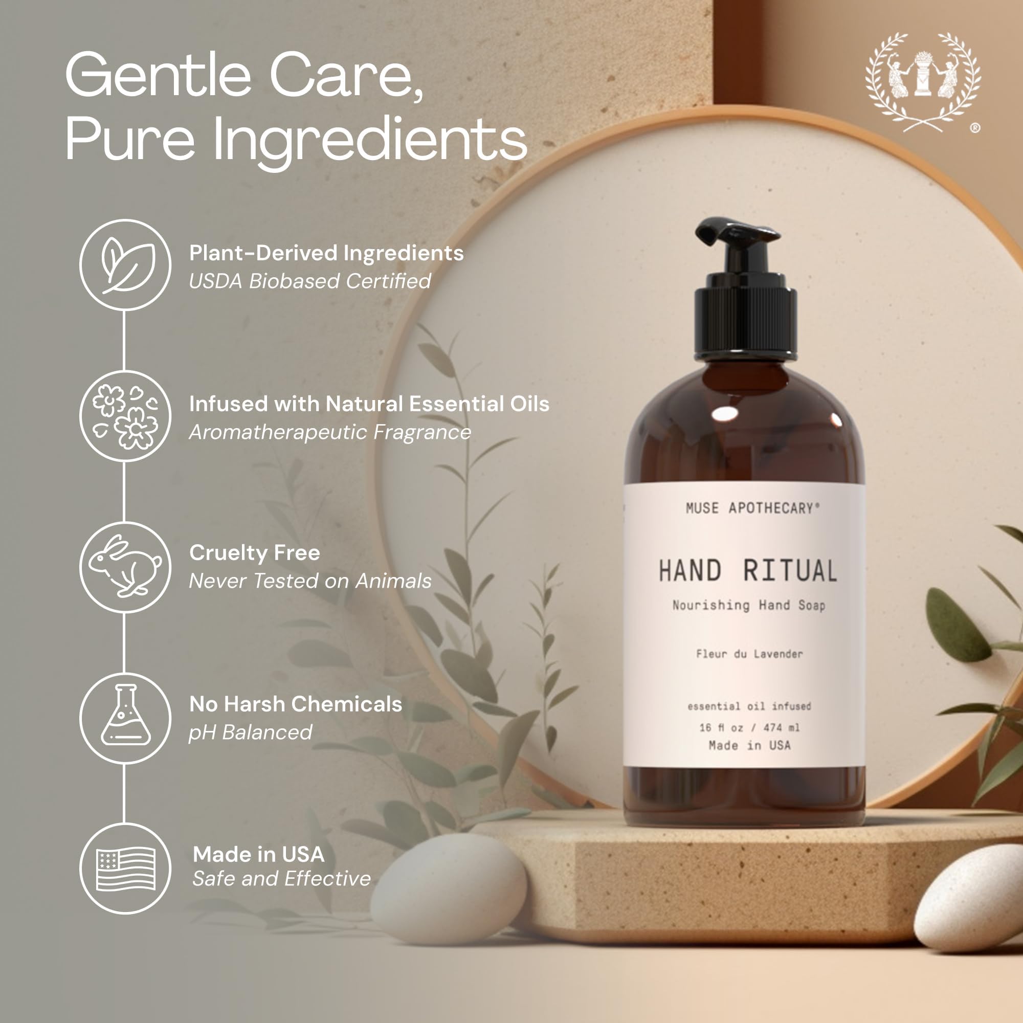 Muse Apothecary hand wash in use at sink shows effective clean benefit