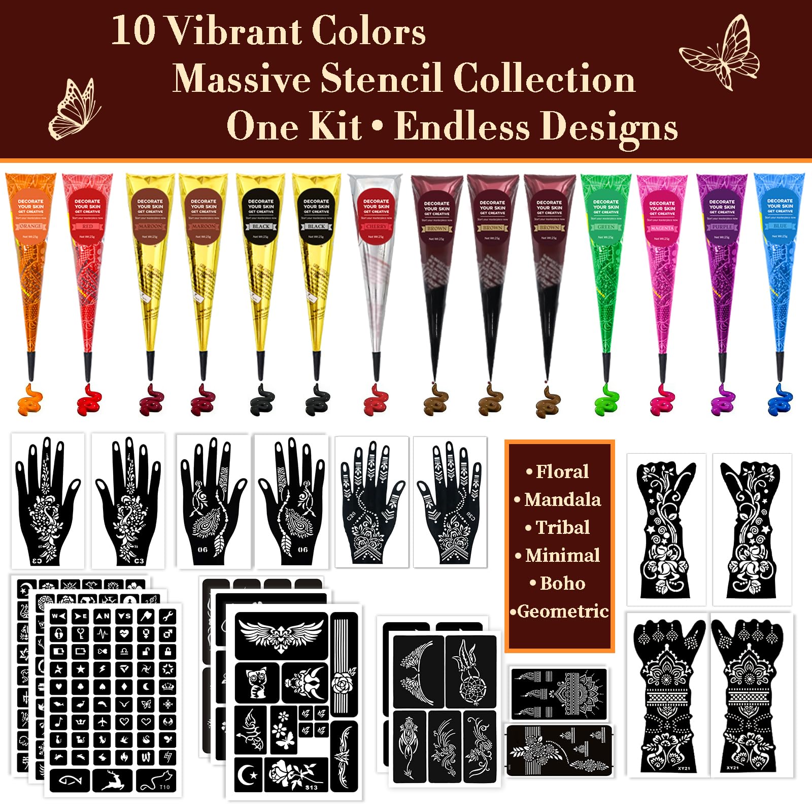 MuseLuxe color cones array displaying 14 vibrant paste colors for mixing
