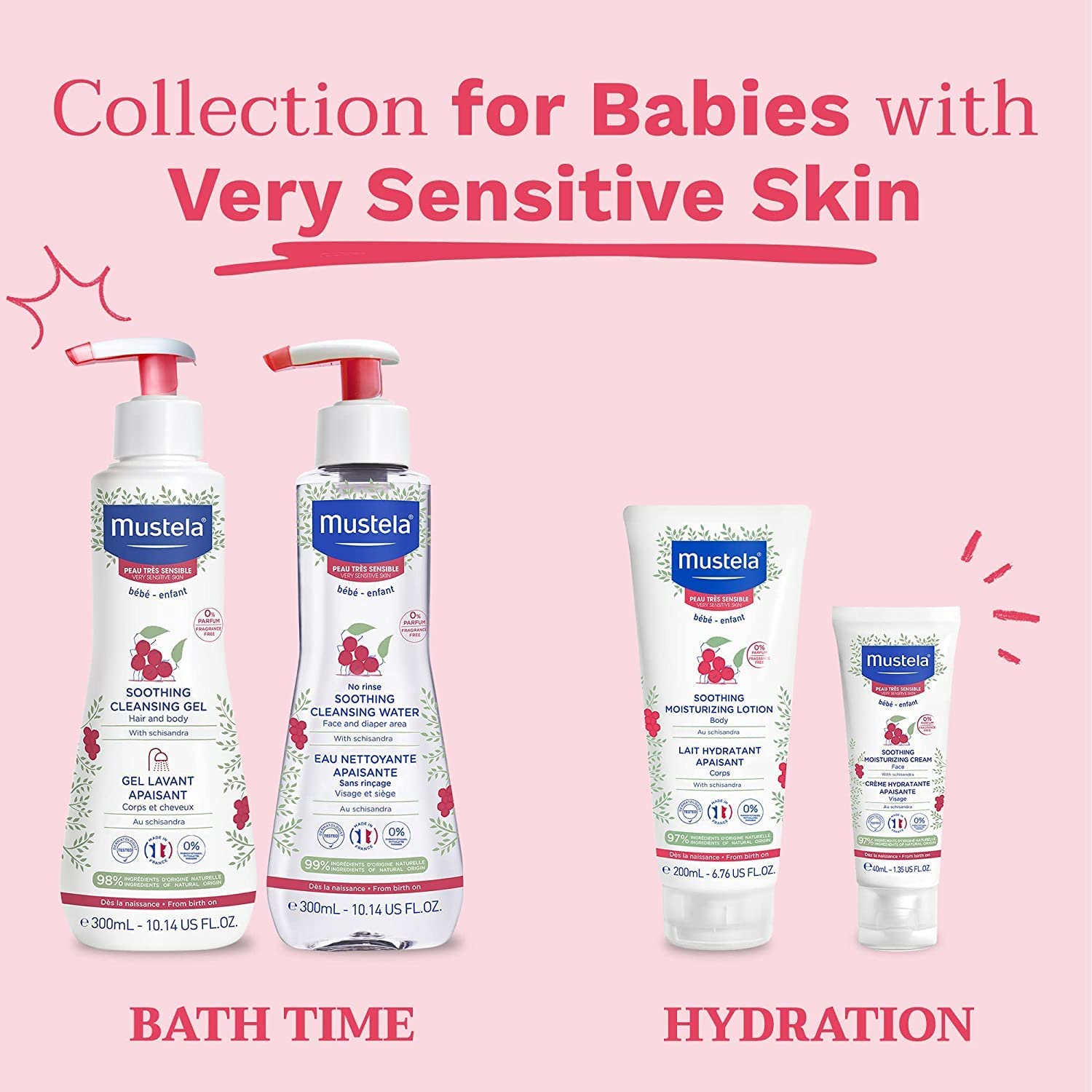 Mustela bottle next to towel lifestyle scene for everyday baby routine