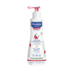 Mustela front packaging showing bottle and label benefit: gentle cleansing
