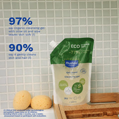 Mustela pump dispensing into hand demonstrating easy use benefit