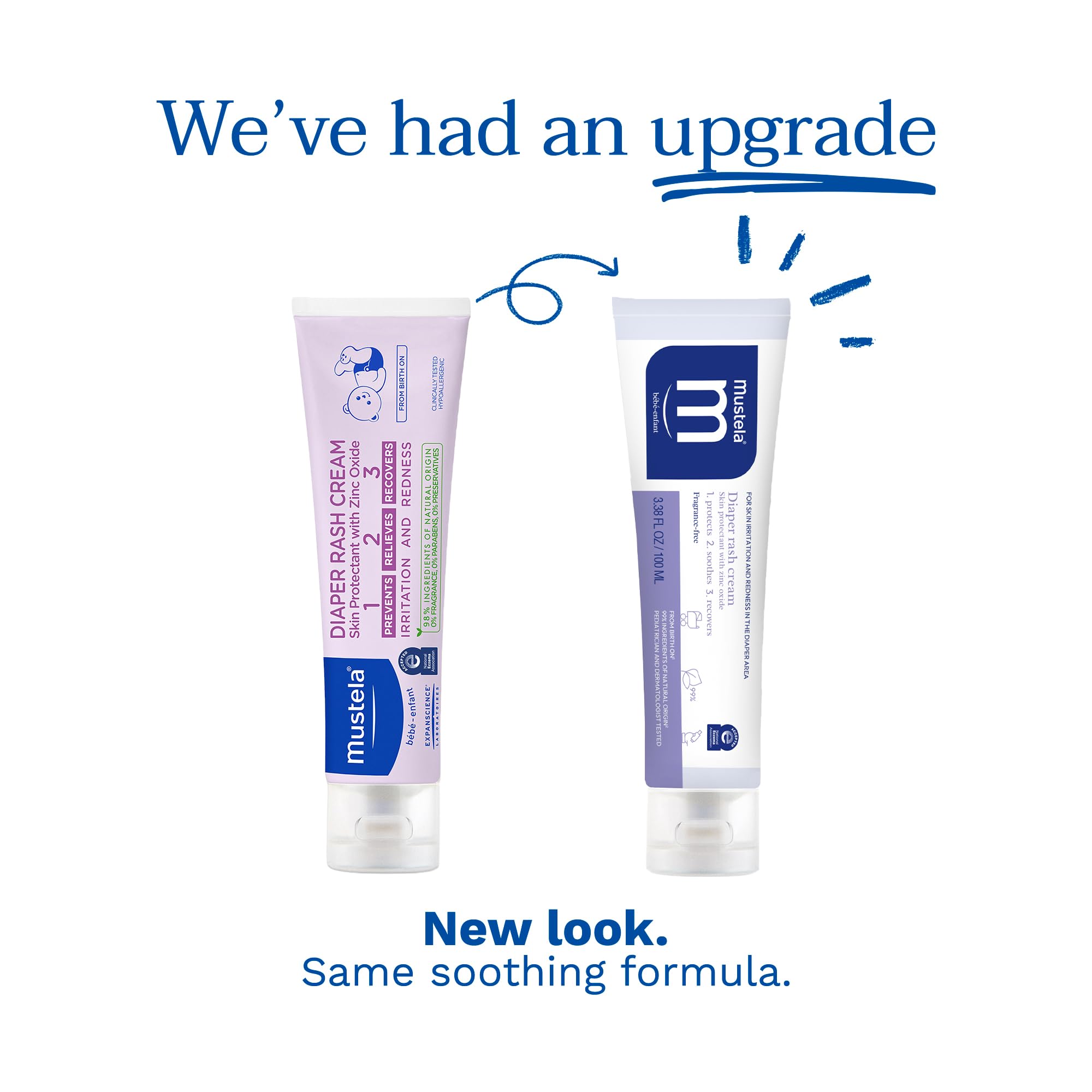 Mustela tube open with cream dispensed demonstrating easy application