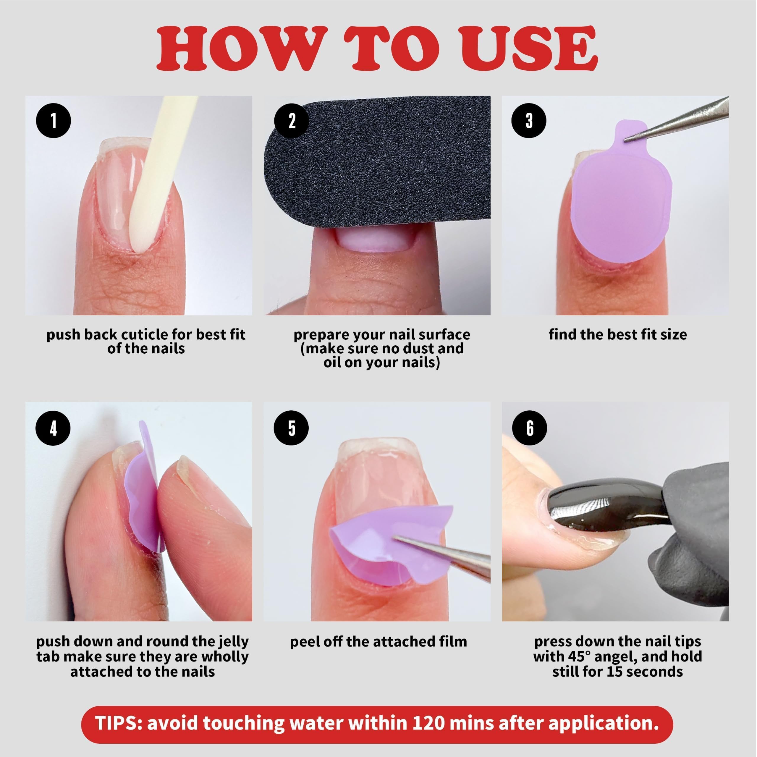 MUTIOVO hands applying a press-on tip to show quick glue-free application
