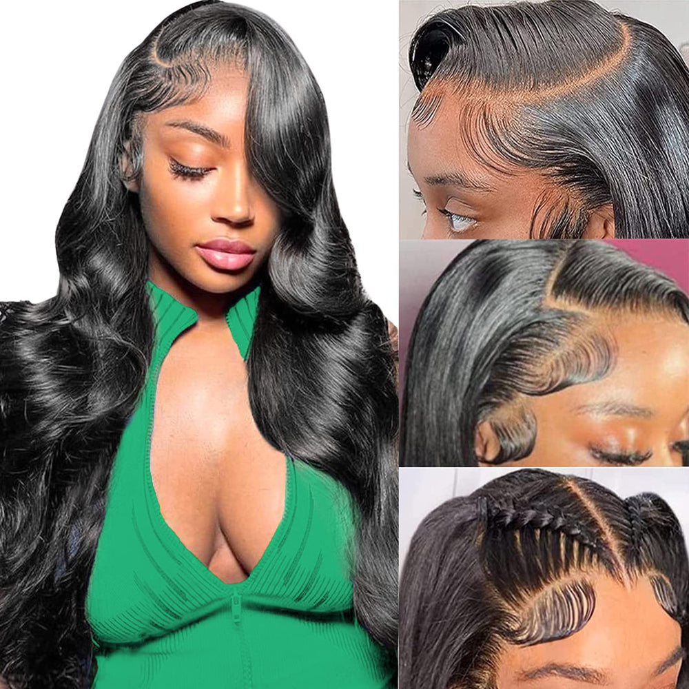 MUZOJET front view showing HD 13x6 lace and natural hairline benefit natural look