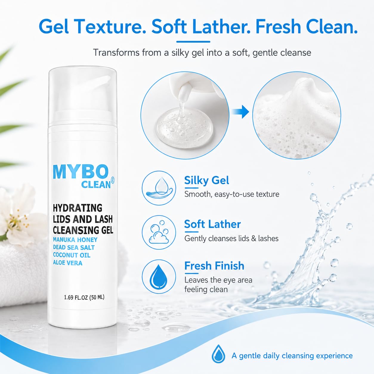 Myboclean pumped onto hand showing controlled application benefit