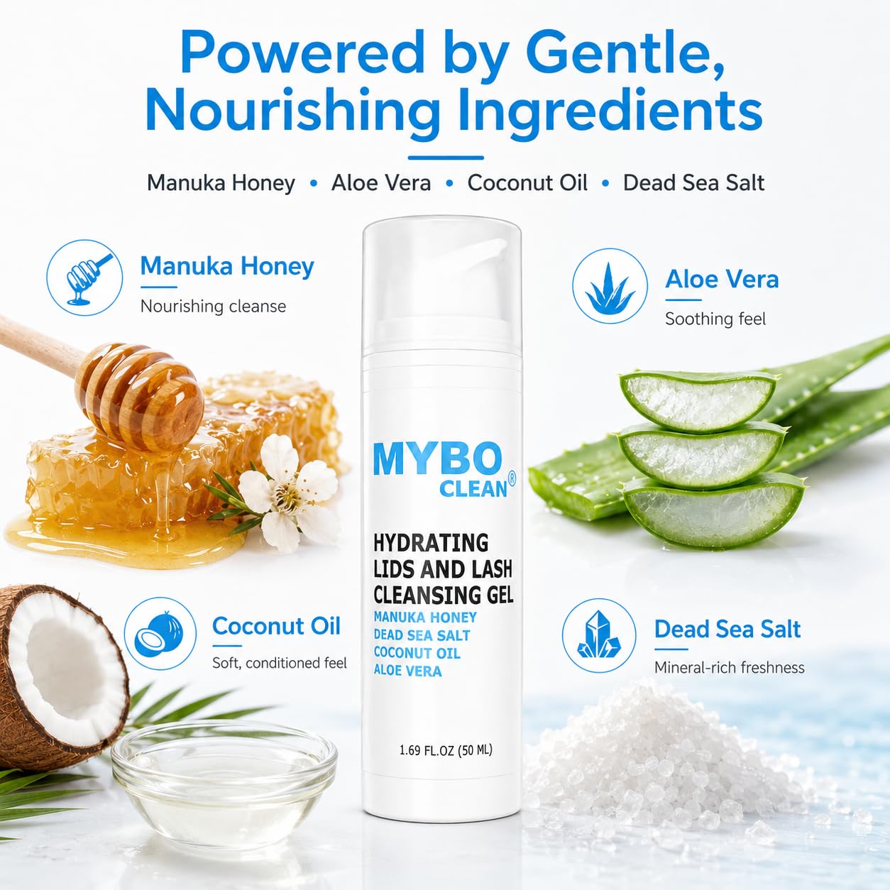 Myboclean being used to gently cleanse eyelids and lashes