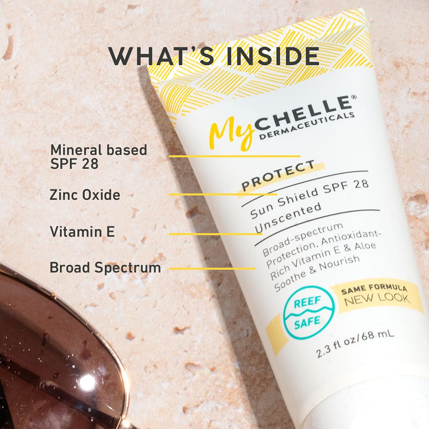 MyChelle application on cheek demonstrating lightweight, non-greasy finish