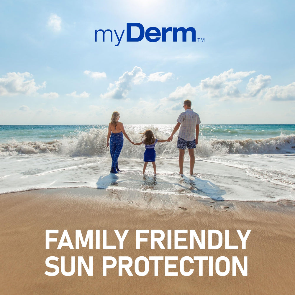 Side profile of MyDerm bottle illustrating sturdy bulk packaging benefit