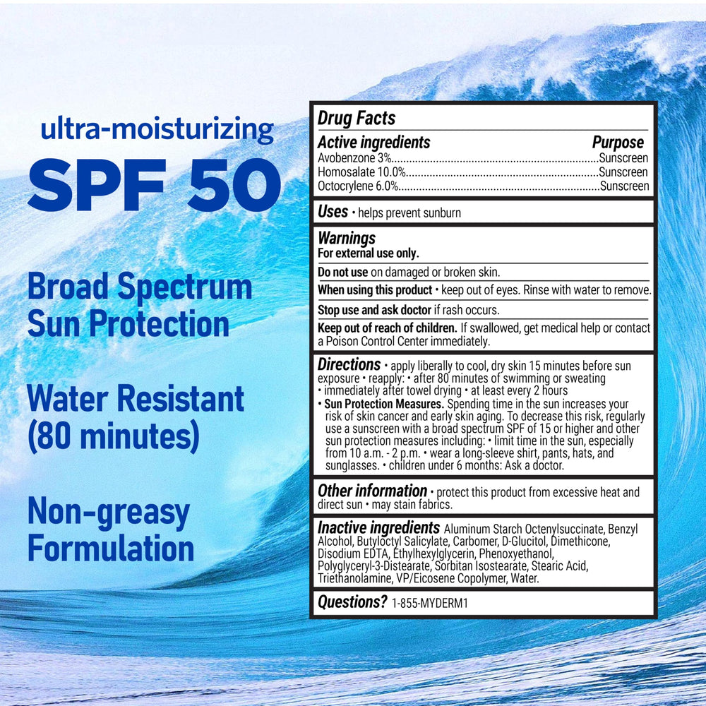 Close-up texture of MyDerm lotion highlighting quick absorption benefit