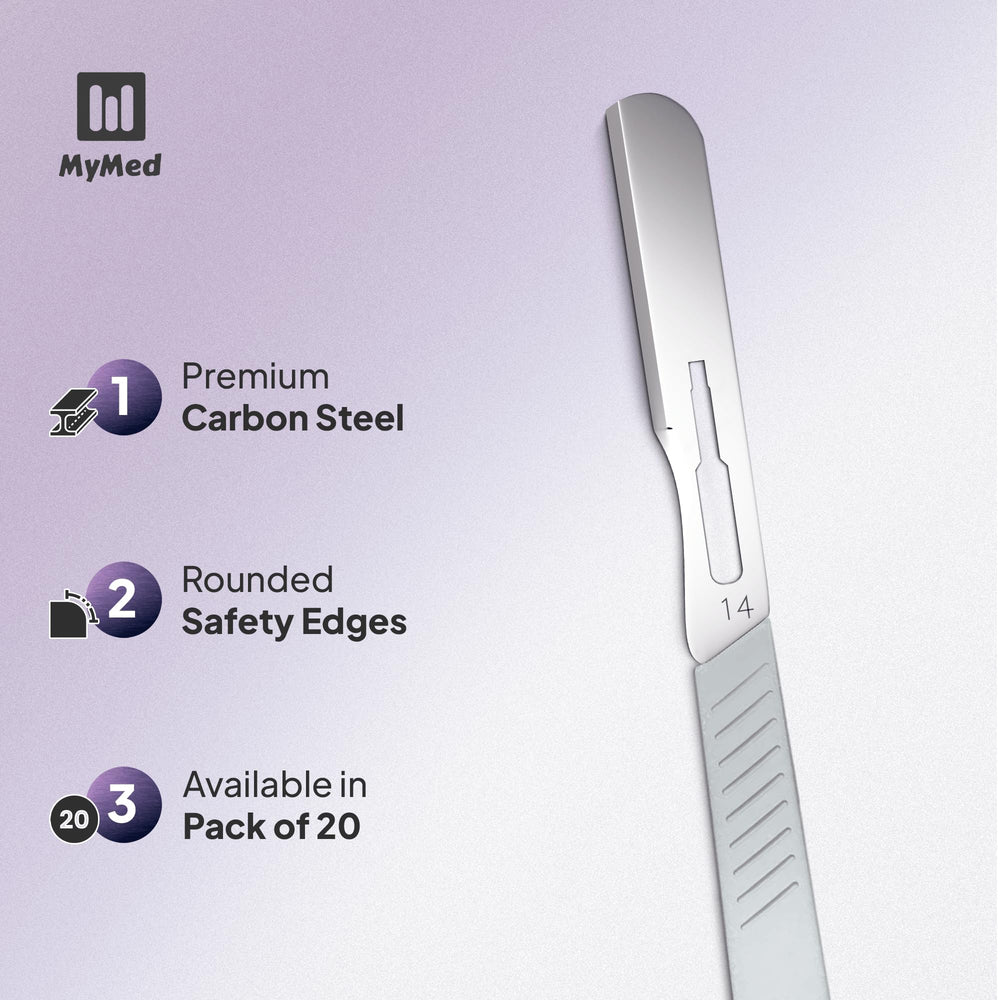 MyMed closeup blade edge highlighting sharpness for precise exfoliation