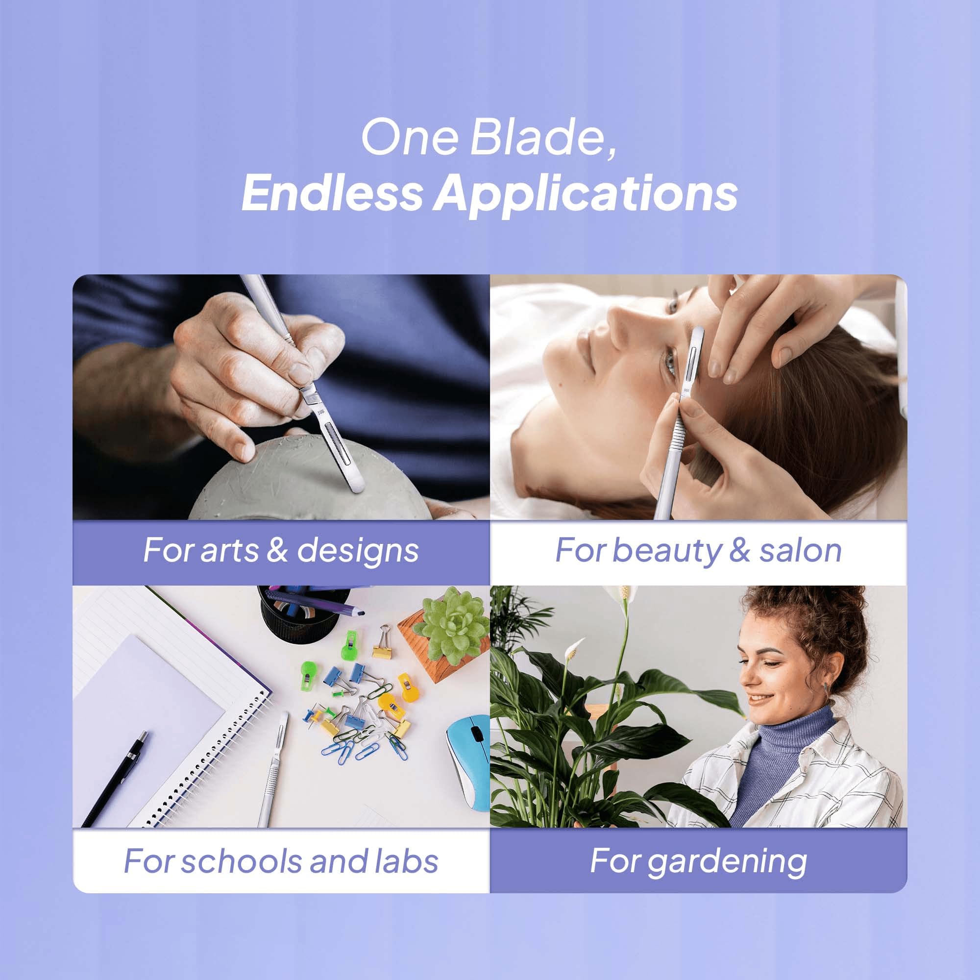 MyMed blade mounted in handle demonstrating safe ergonomic use