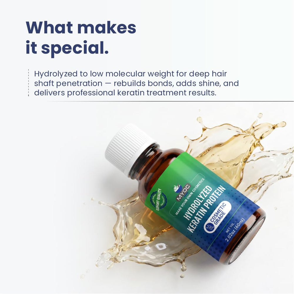 MYOC keratin dropper on palm demonstrating easy dosing control