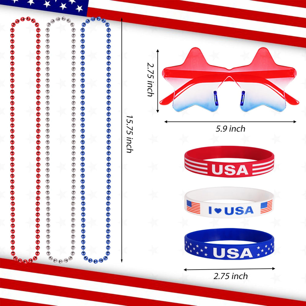 Mysense beaded necklaces laid flat showing red white blue color options for easy mixing