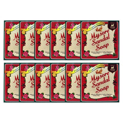 Mysore Sandal front packaging showing 12 large 150g bars and clear value