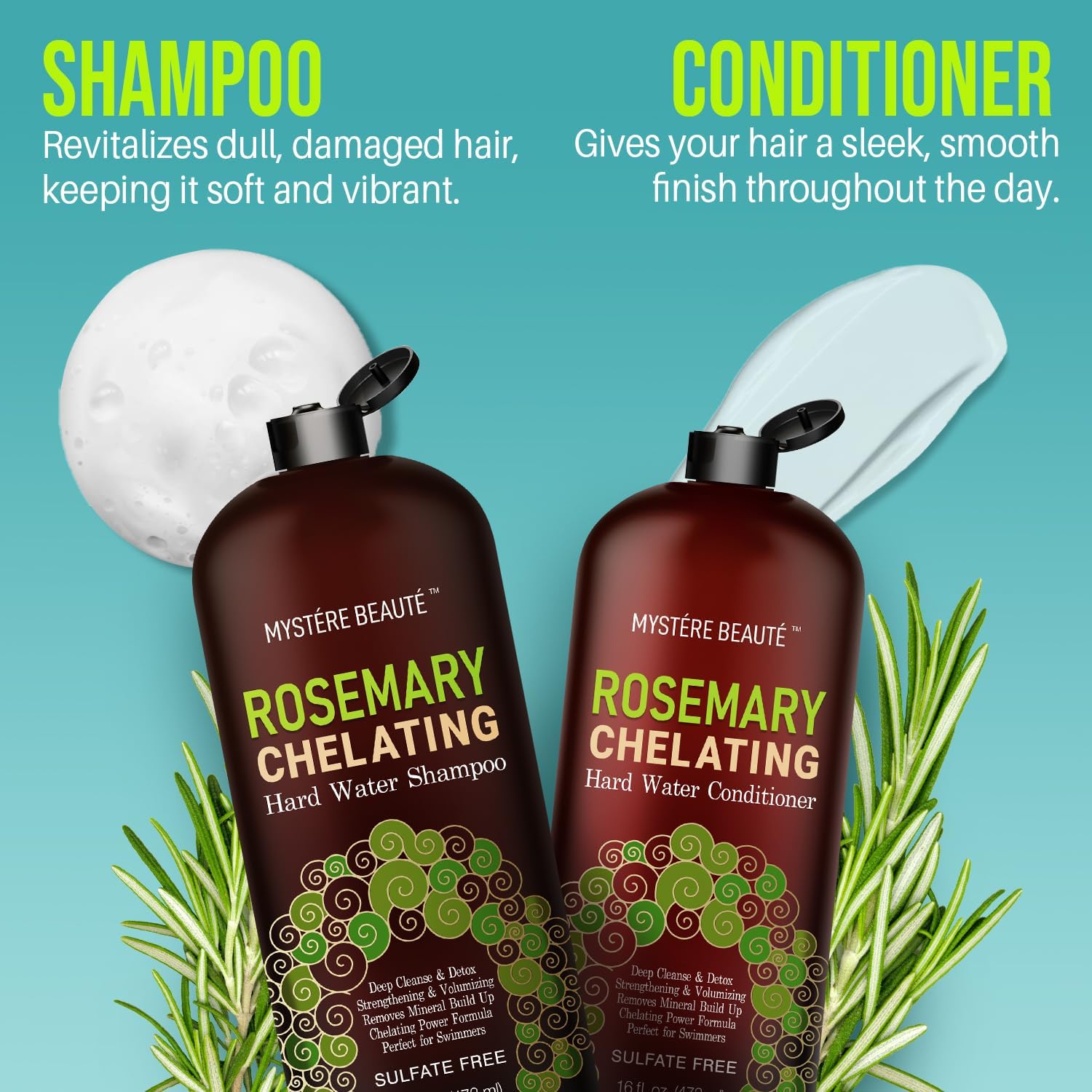 MYSTÉRE BEAUTÉ conditioner creamy texture close-up showing smoothing and frizz control benefit