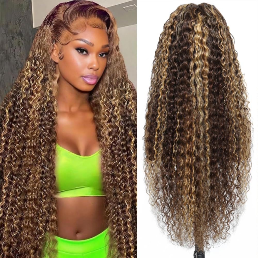 Myzebo front full view of 32-inch ombre wig showing natural flow and volume
