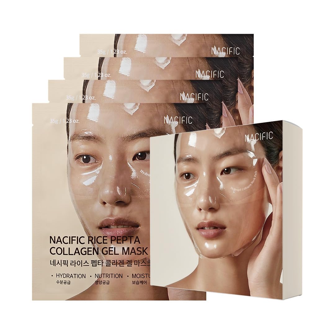 NACIFIC front packaging showing 4-piece collagen gel mask set and convenience