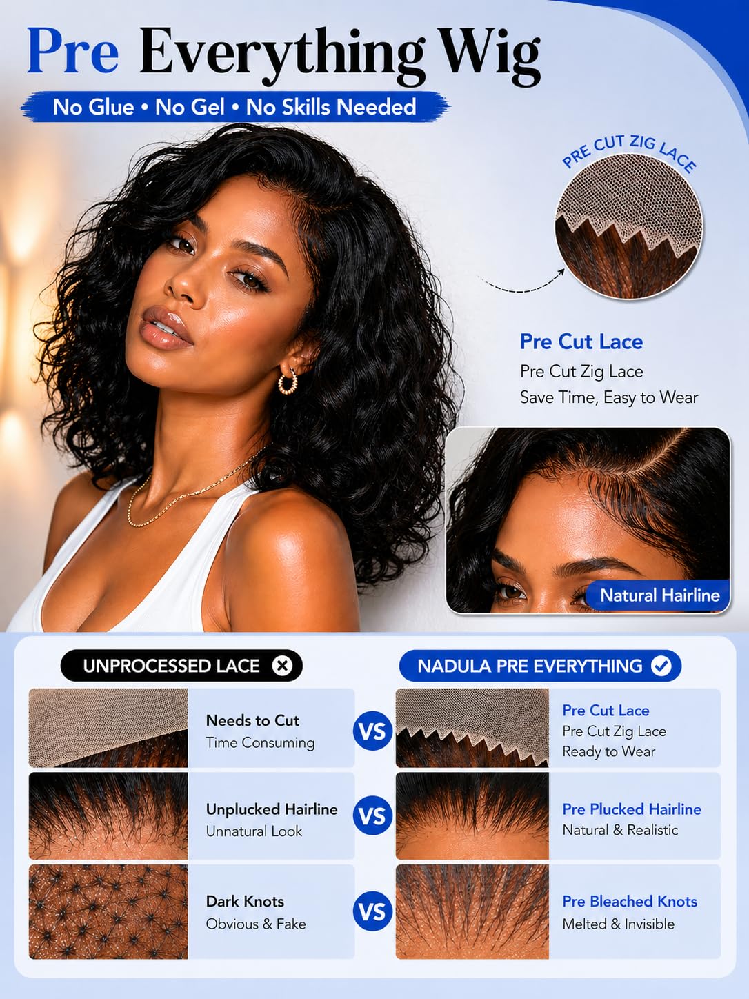 Nadula side profile with side part demonstrating natural fall benefit