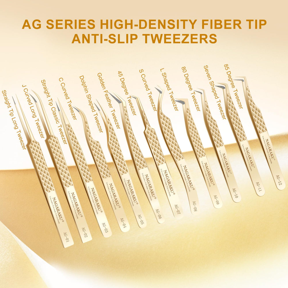 NAGARAKU tweezers holding a fine eyelash to improve placement accuracy