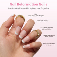 Nail Reformation close-up of nail surface sheen highlighting durable glossy finish
