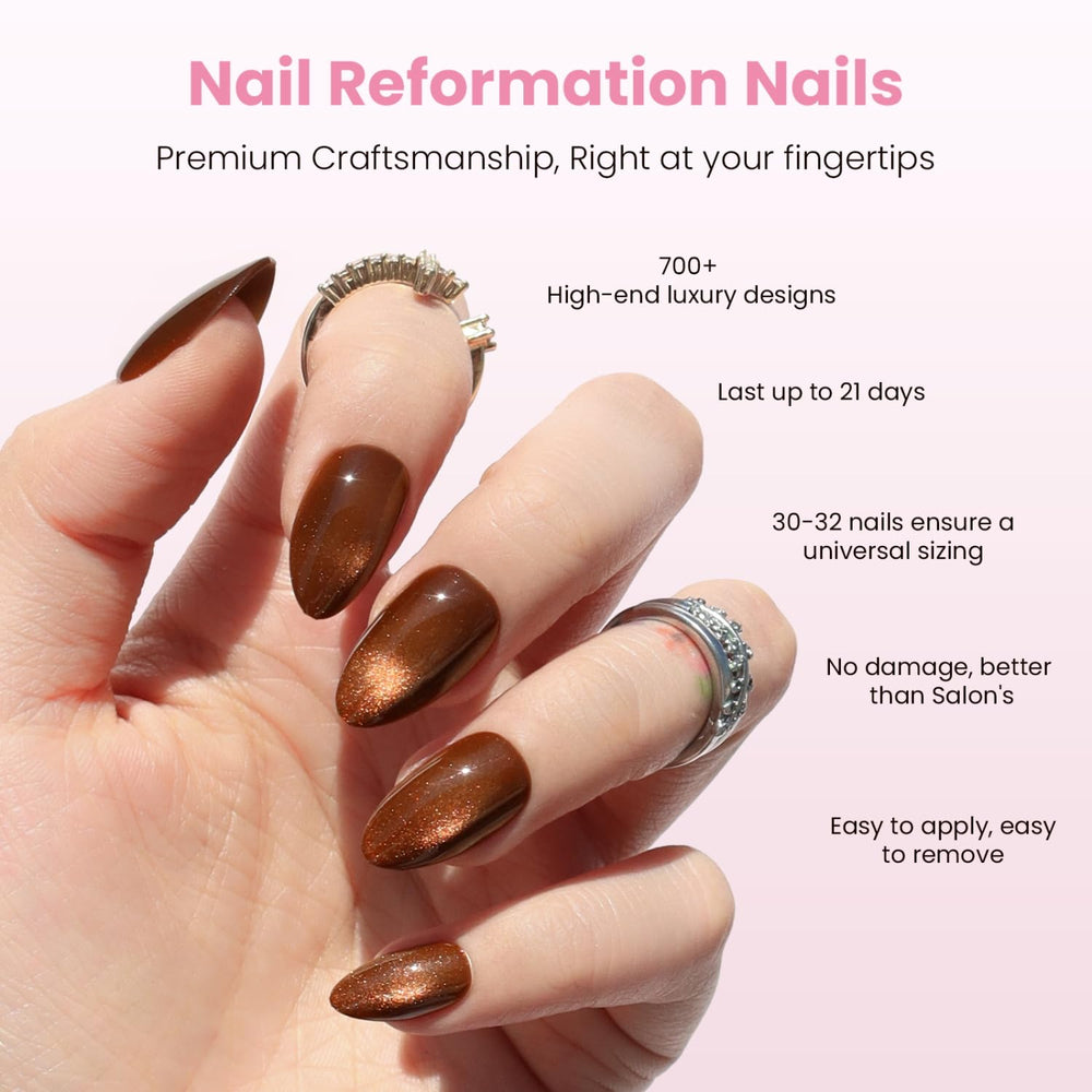 Nail Reformation close-up of brown velour texture highlighting smooth durable finish