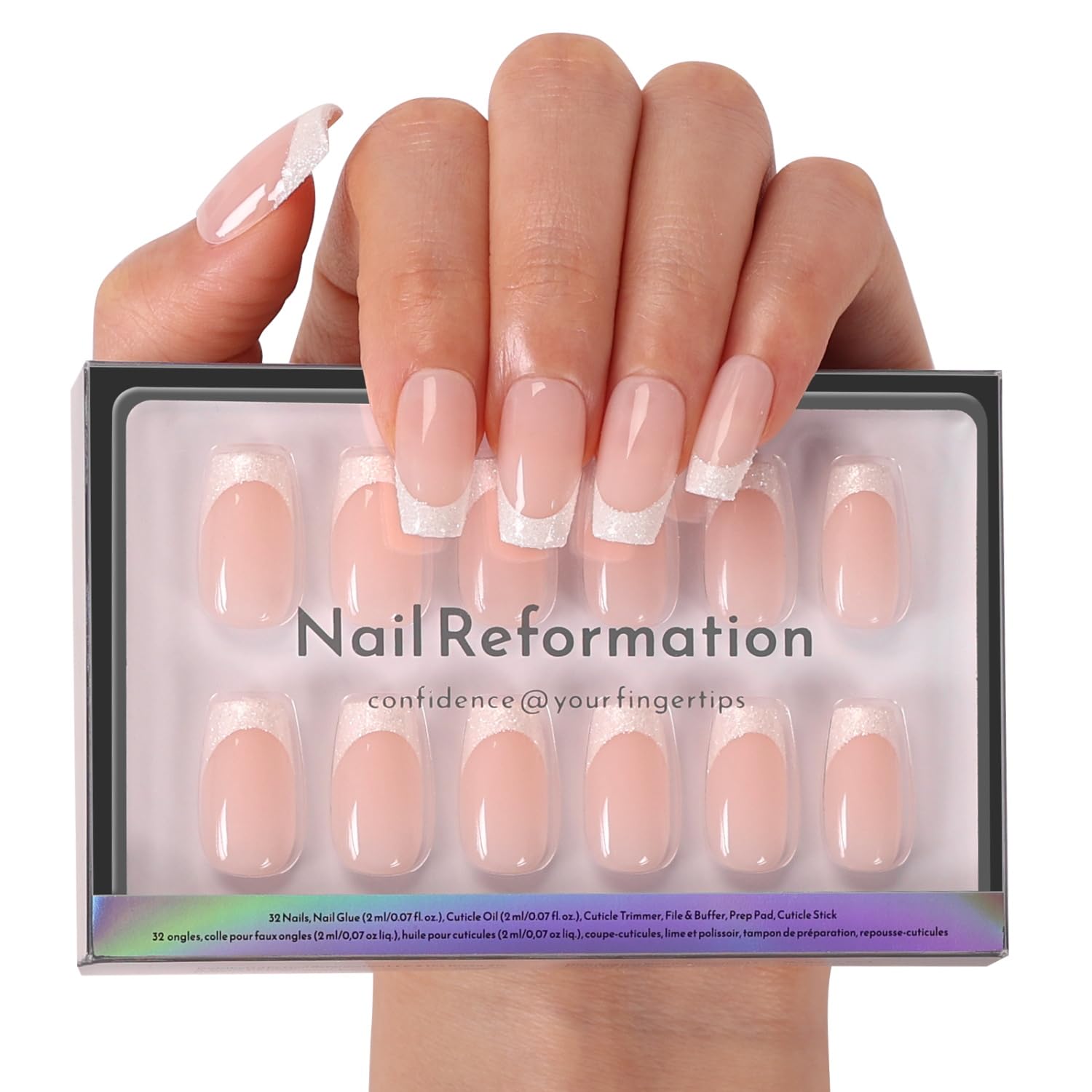 Nail Reformation front packaging showing High Society pink kit and tools for instant manicure