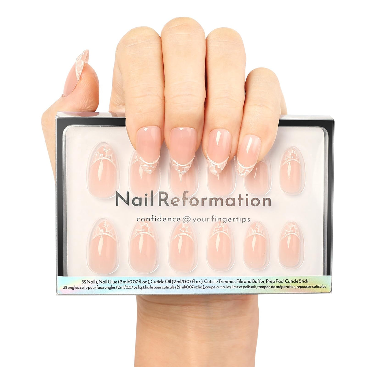 Nail Reformation front packaging showing neutral petal lace and kit benefits