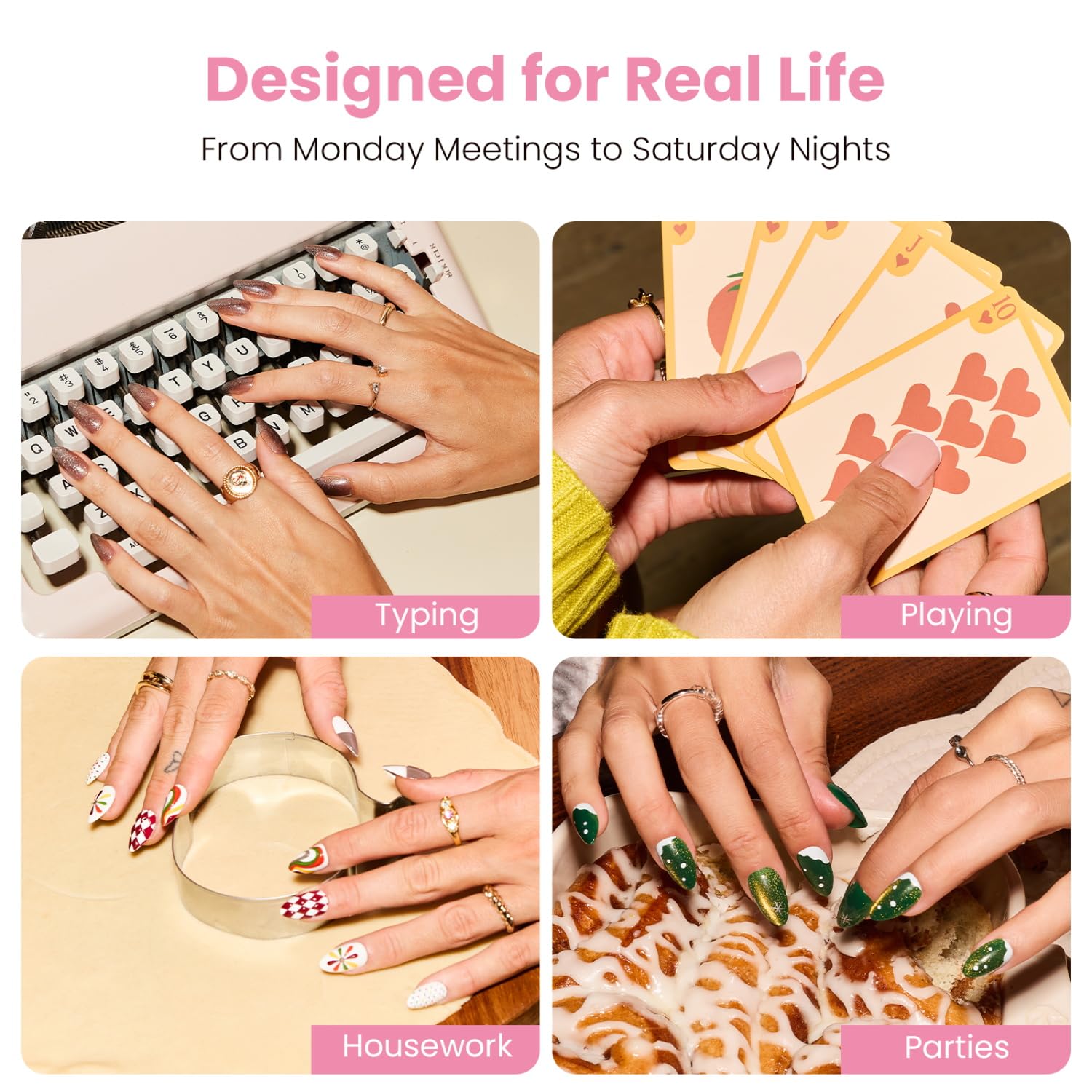 Nail Reformation nail size shown on a finger for scale and realistic fit