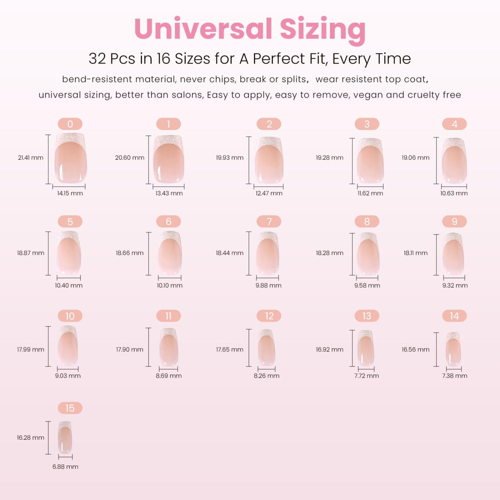 Nail Reformation layout of 16 sizes showing selection options for precise fit