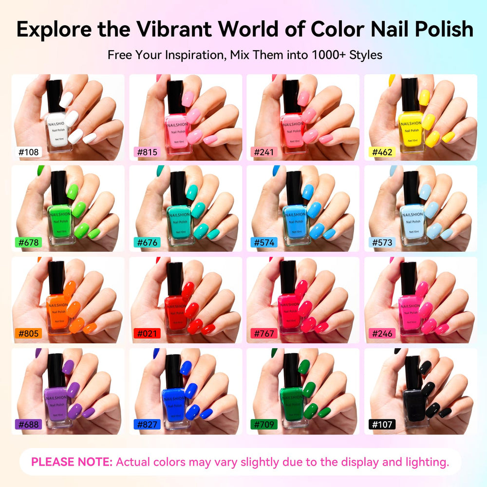 Nailshion bottle close-up with brush demonstrating smooth easy application