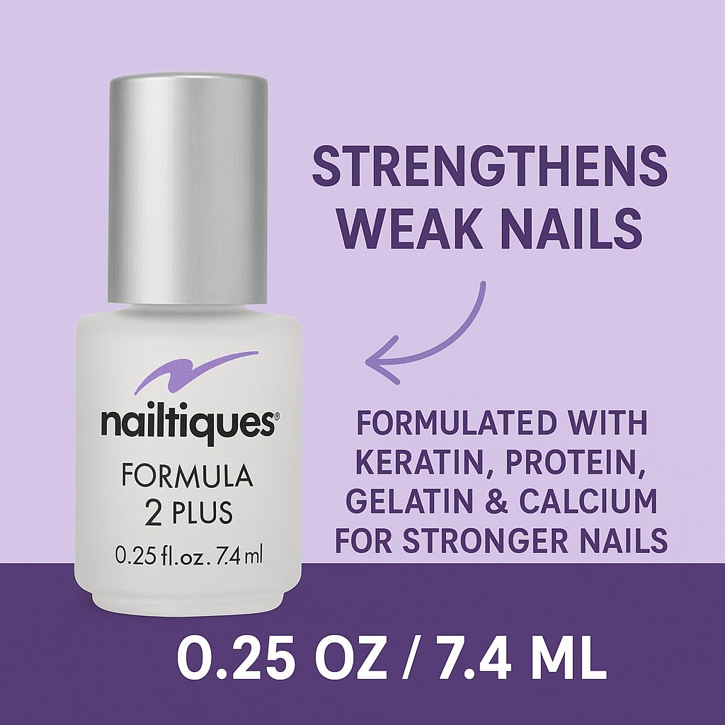 Nailtiques Formula 2 Plus being brushed on a fingernail to protect and strengthen
